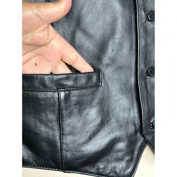 Cripple Creek Men's Leather Vest Western Cowboy Style Black Size L‎